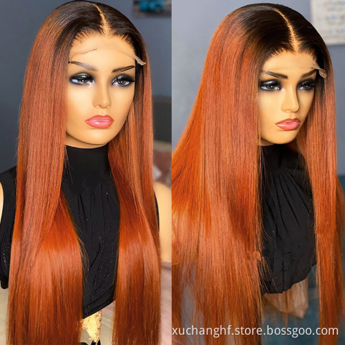 Remy Glueless Full Lace Frontal Wig Ombre Human Hair Wigs PrePlucked Cuticle Aligned Brazilian Highlight Color Lace Front Wigs